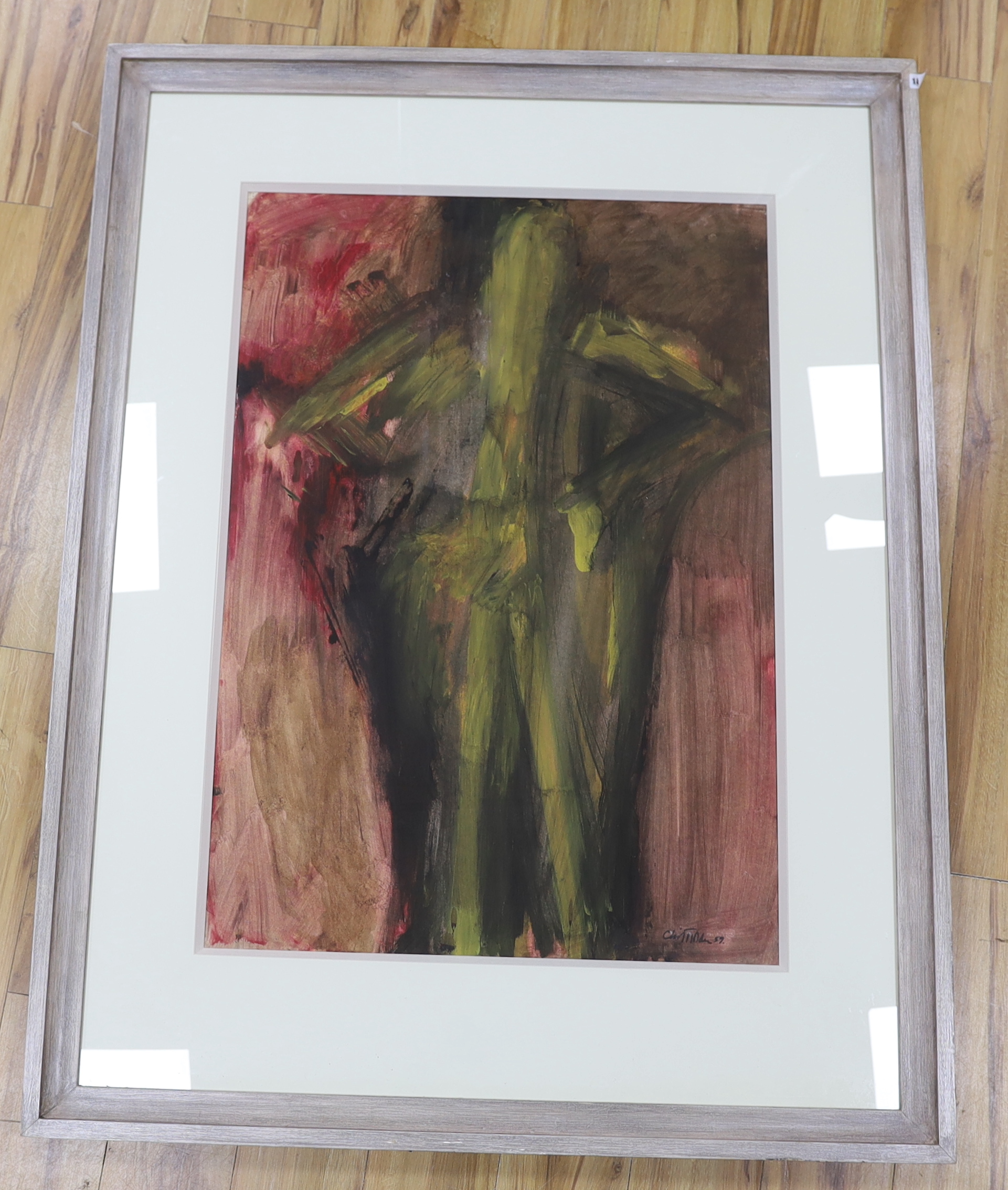 Cliff Holden (1919-2020), gouache on paper, Standing female nude, signed and dated ‘59, 110 x 70cm, provenance, Modern British Artists
